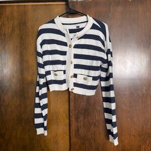 American Eagle Button Up Crew Neck Cardigan with Gold Buttons